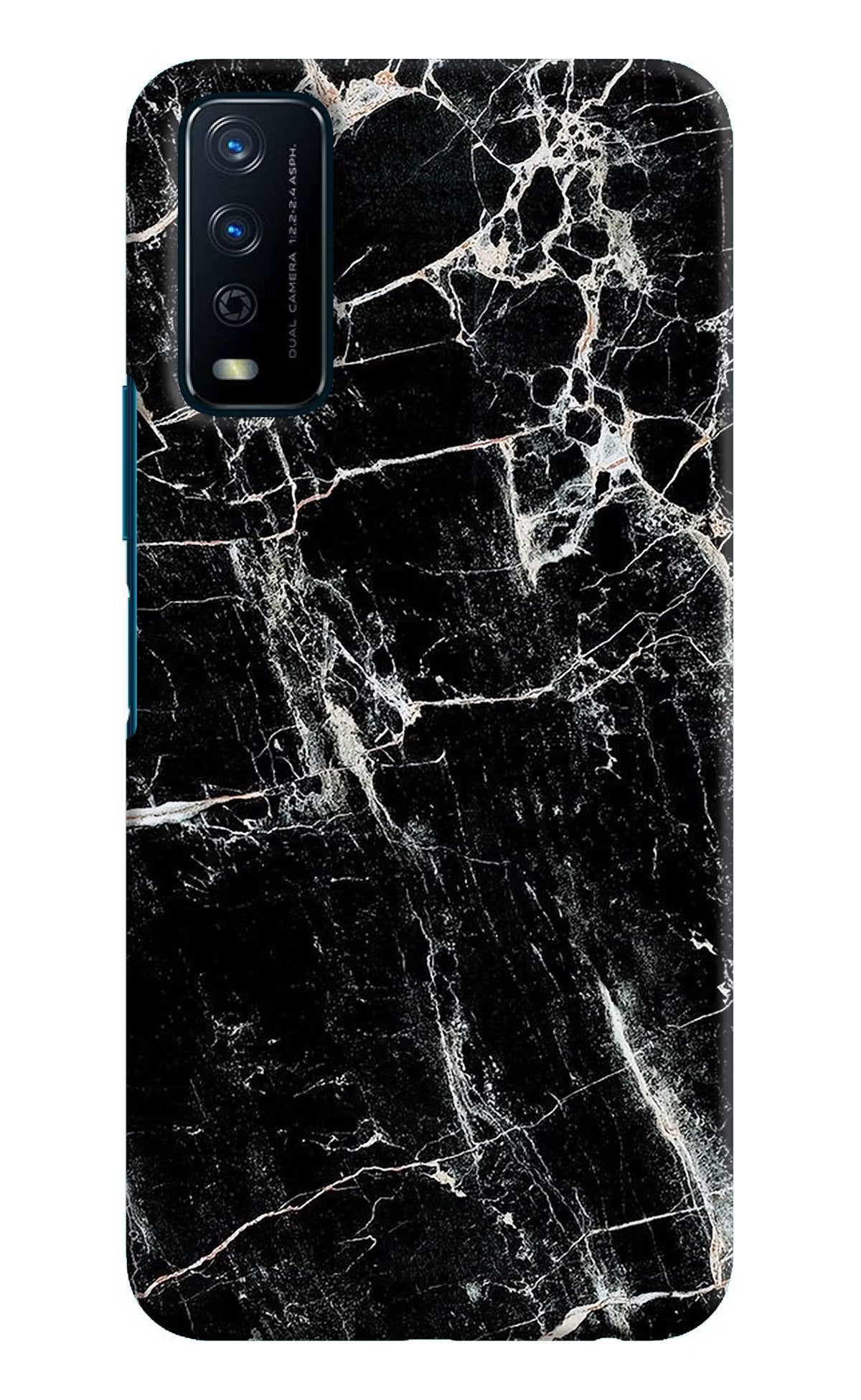 Black Marble Texture Vivo Y12s Hard Case Back Cover by Casekaro