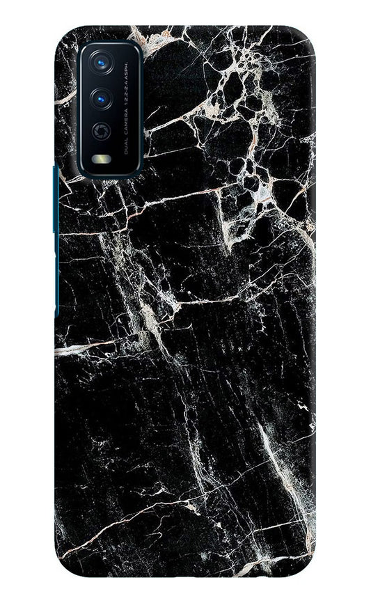 Black Marble Texture Vivo Y12s Hard Case Back Cover by Casekaro