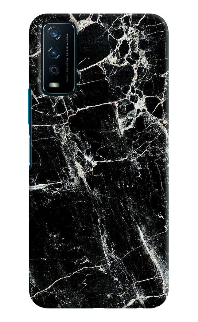 Black Marble Texture Vivo Y12s Hard Case Back Cover by Casekaro