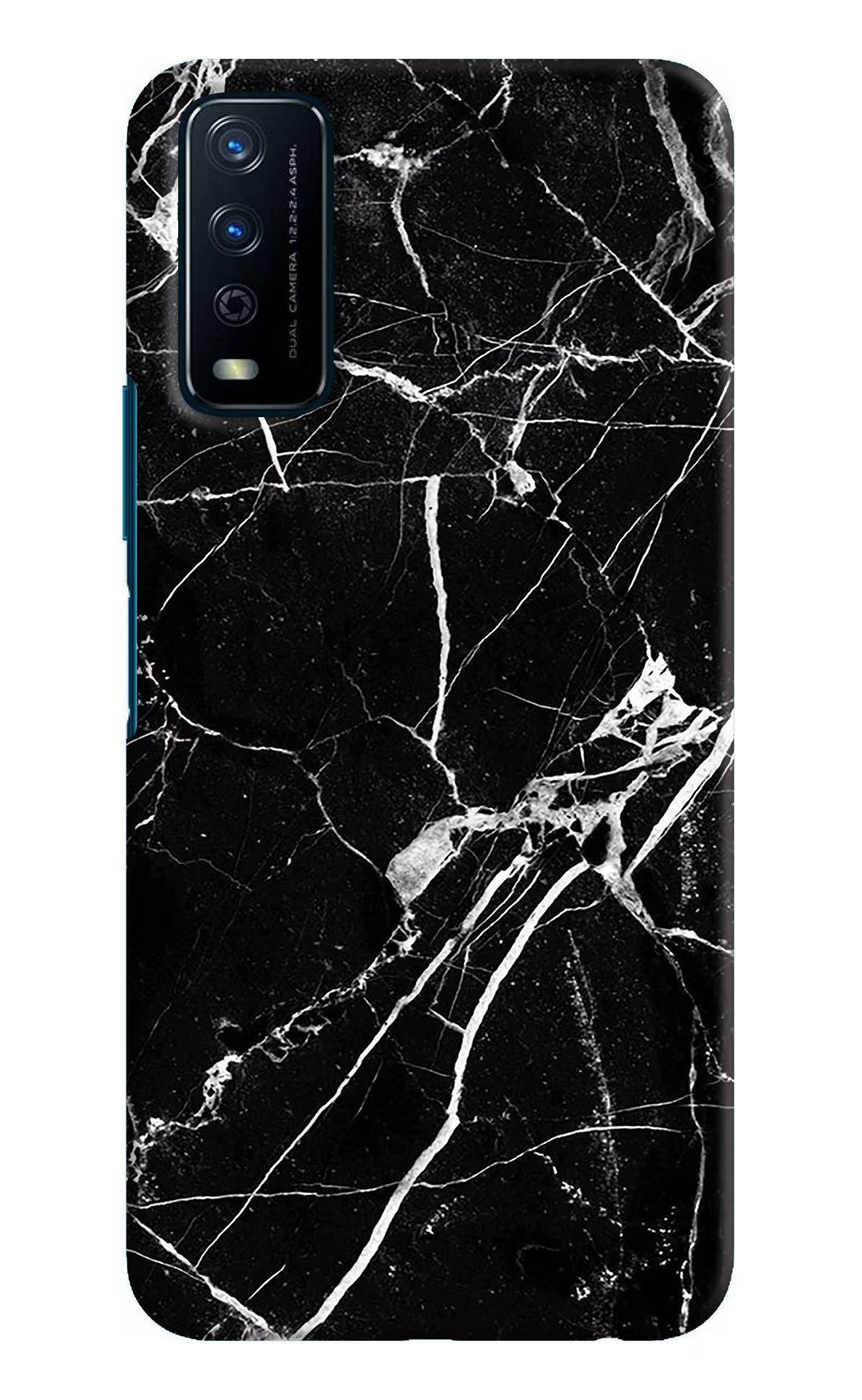 Black Marble Pattern Vivo Y12s Hard Case Back Cover by Casekaro