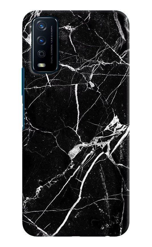 Black Marble Pattern Vivo Y12s Hard Case Back Cover by Casekaro