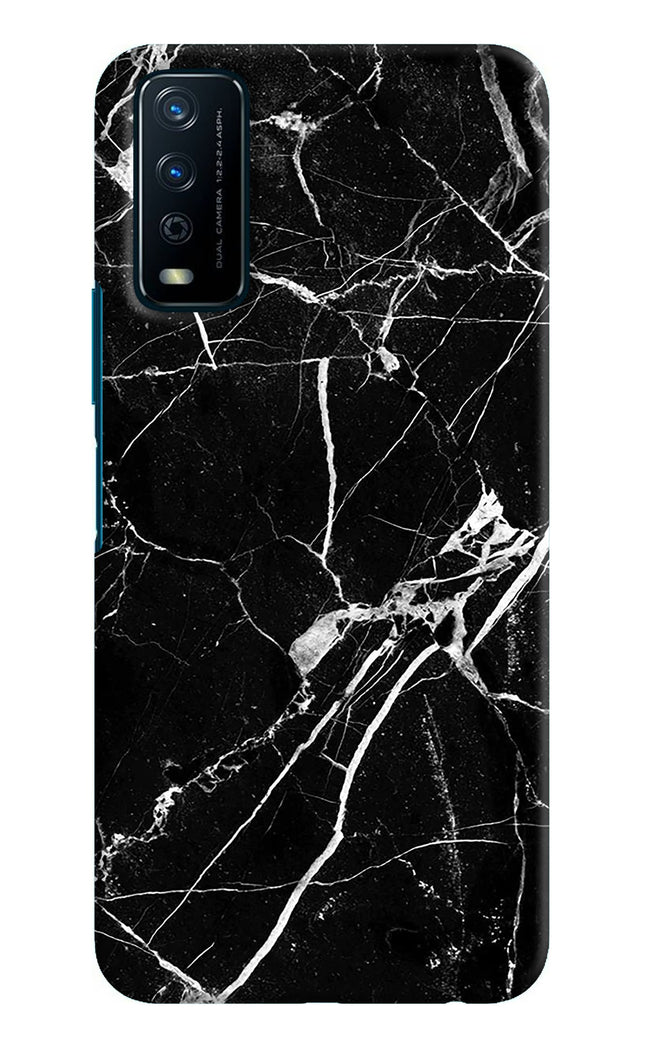 Black Marble Pattern Vivo Y12s Hard Case Back Cover by Casekaro