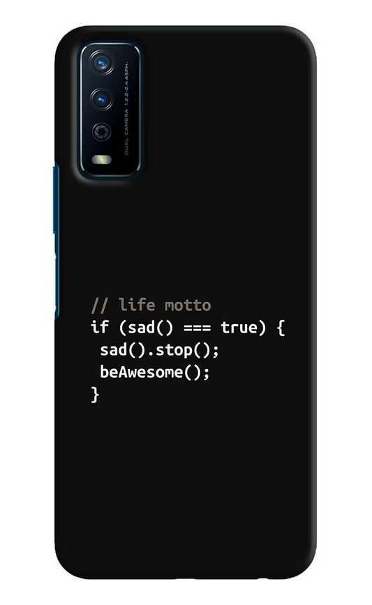 Life Motto Code Vivo Y12s Hard Case Back Cover by Casekaro
