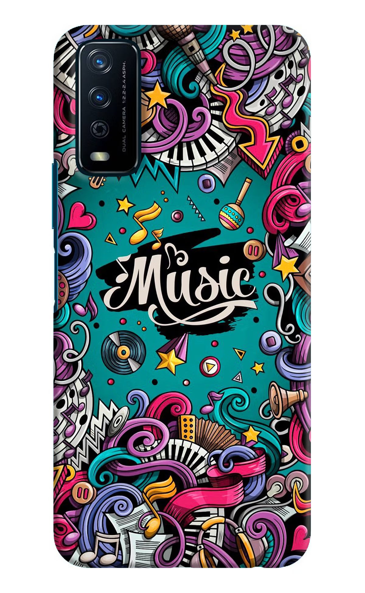 Music Graffiti Vivo Y12s Hard Case Back Cover by Casekaro