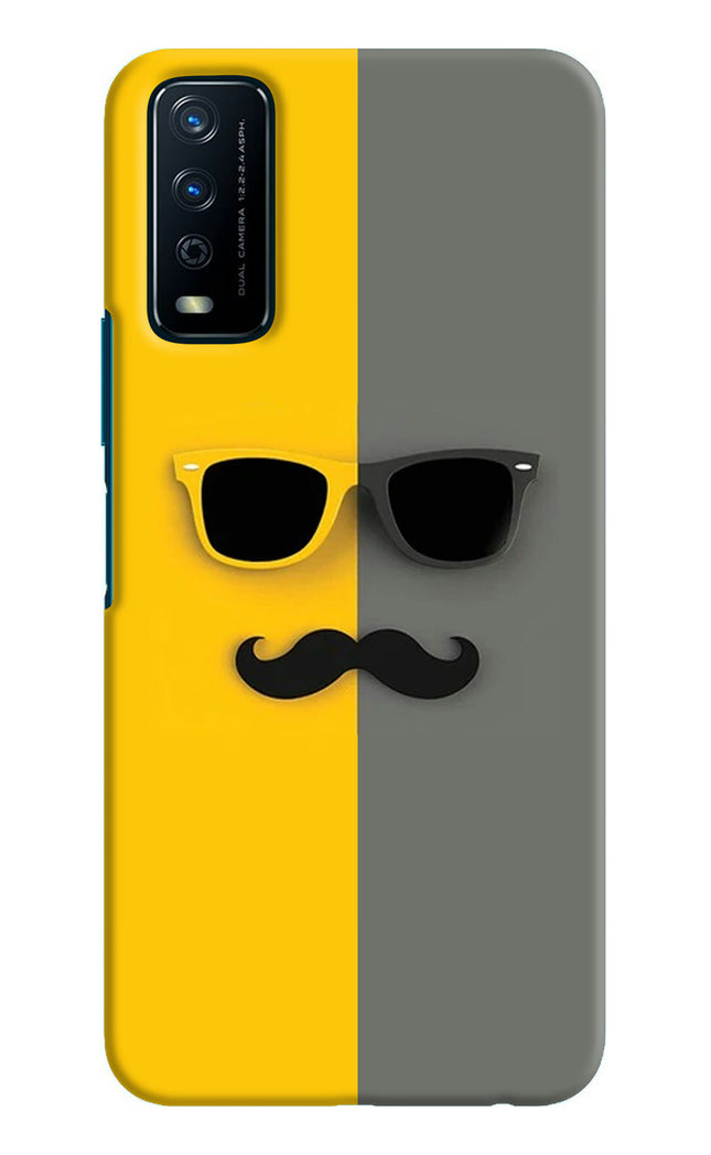 Sunglasses with Mustache Vivo Y12s Hard Case Back Cover by Casekaro