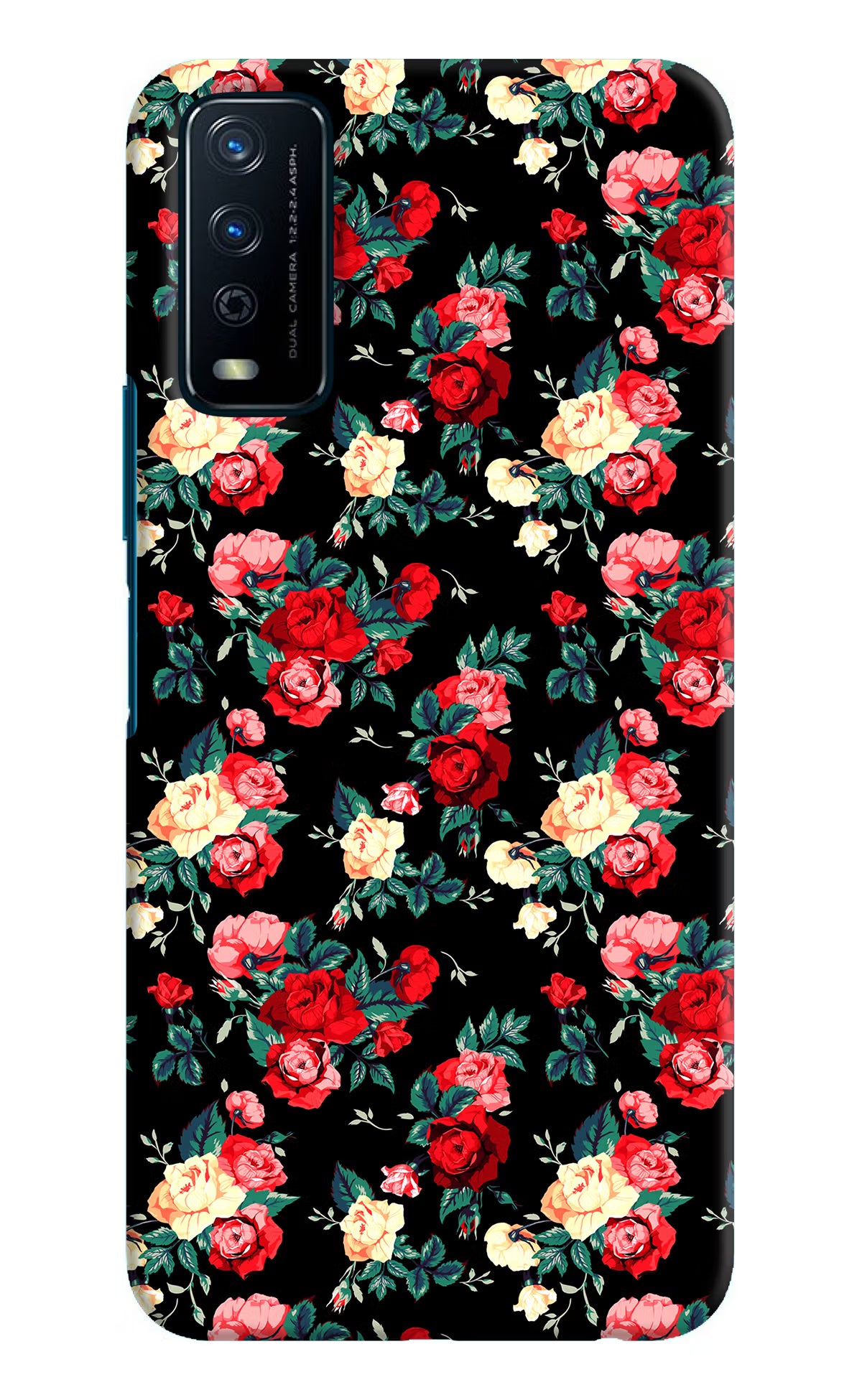 Rose Pattern Vivo Y12s Hard Case Back Cover by Casekaro