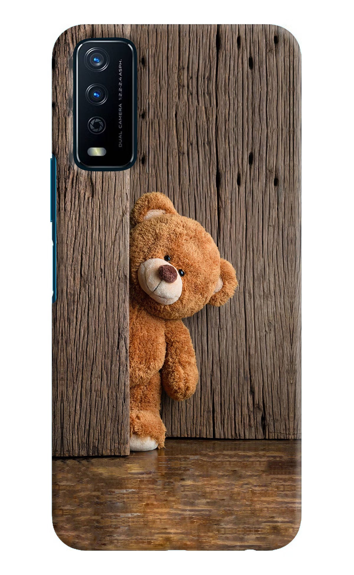 Teddy Wooden Vivo Y12s Hard Case Back Cover by Casekaro
