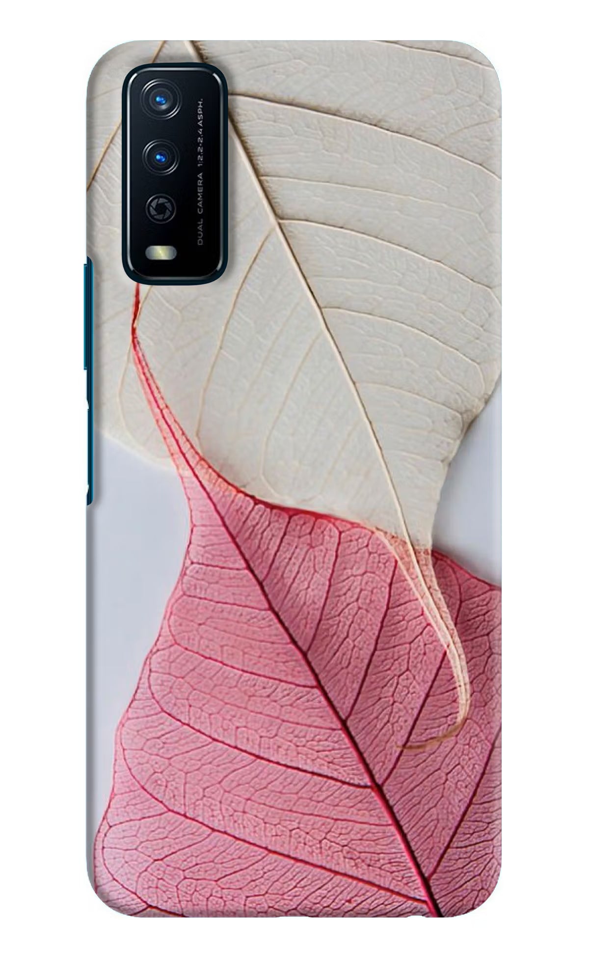 White Pink Leaf Vivo Y12s Hard Case Back Cover by Casekaro