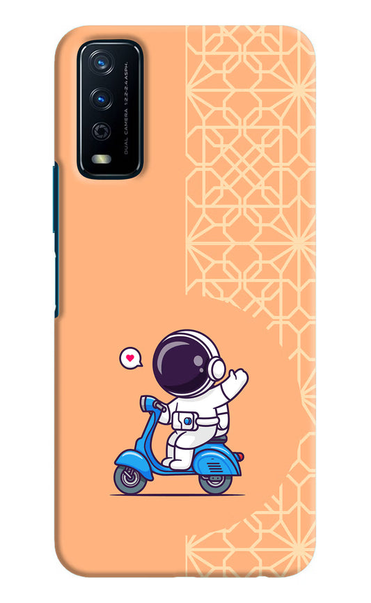 Cute Astronaut Riding Vivo Y12s Hard Case Back Cover by Casekaro