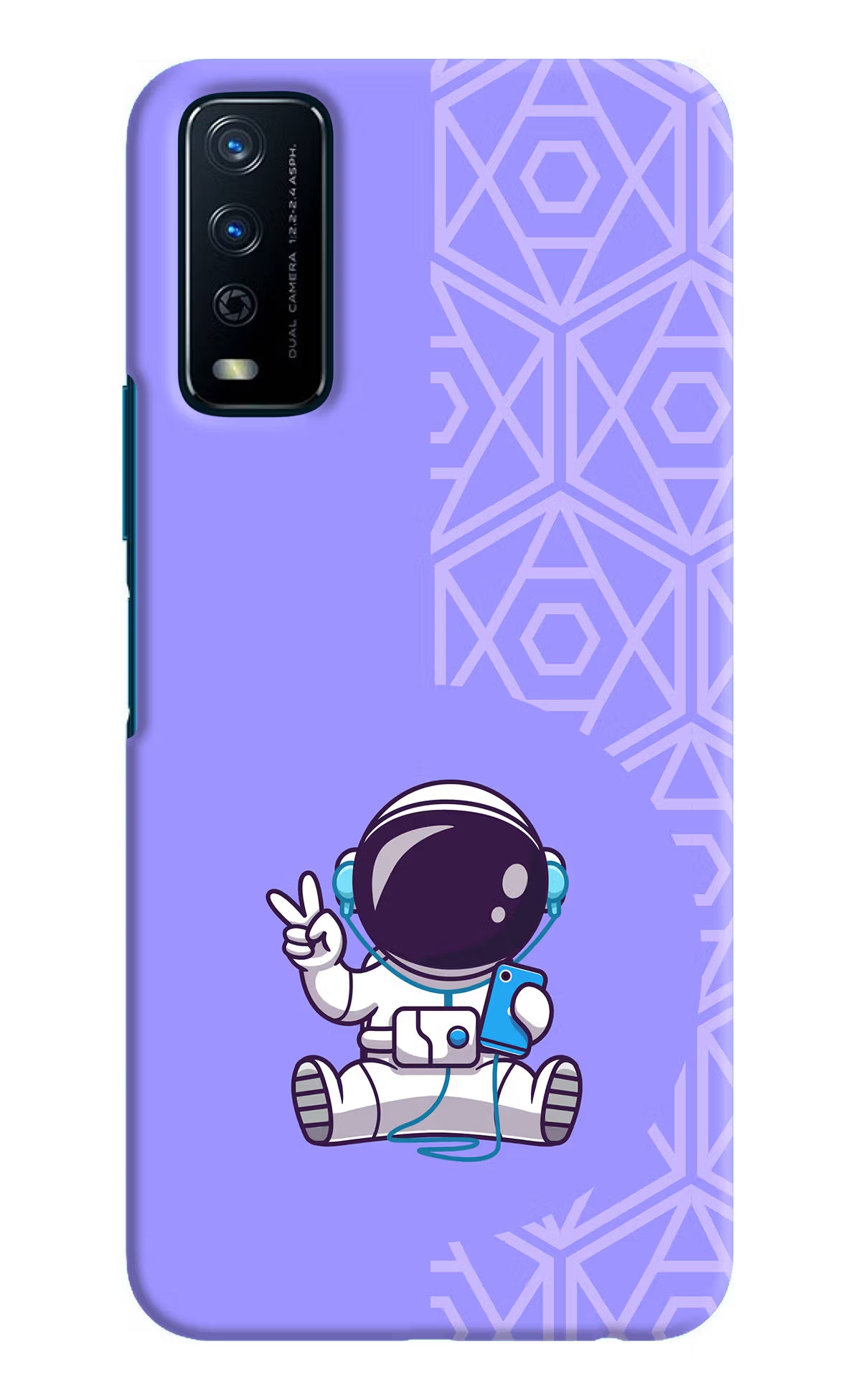 Cute Astronaut Chilling Vivo Y12s Hard Case Back Cover by Casekaro