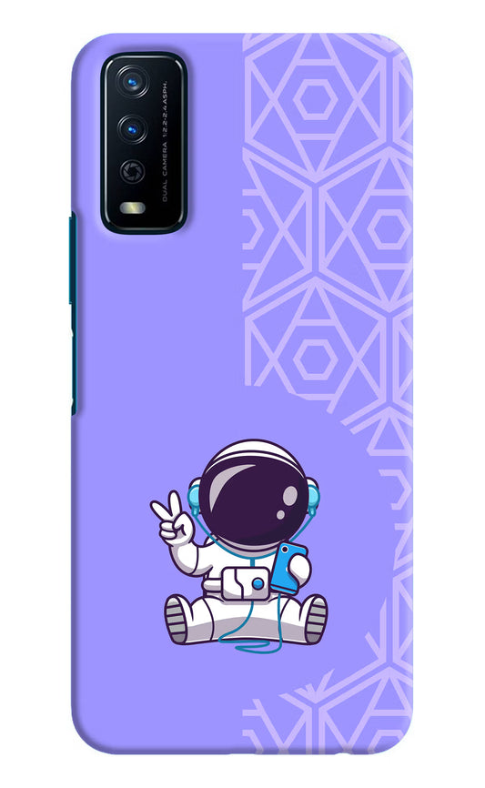 Cute Astronaut Chilling Vivo Y12s Hard Case Back Cover by Casekaro