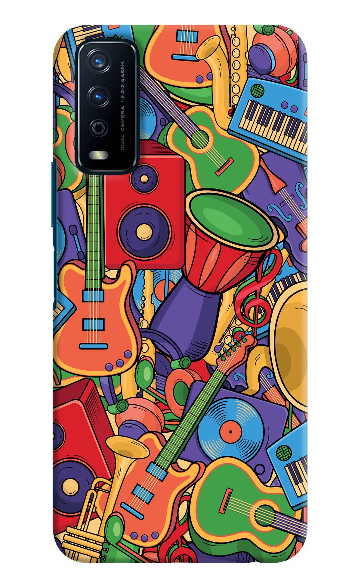 Music Instrument Doodle Vivo Y12s Hard Case Back Cover by Casekaro