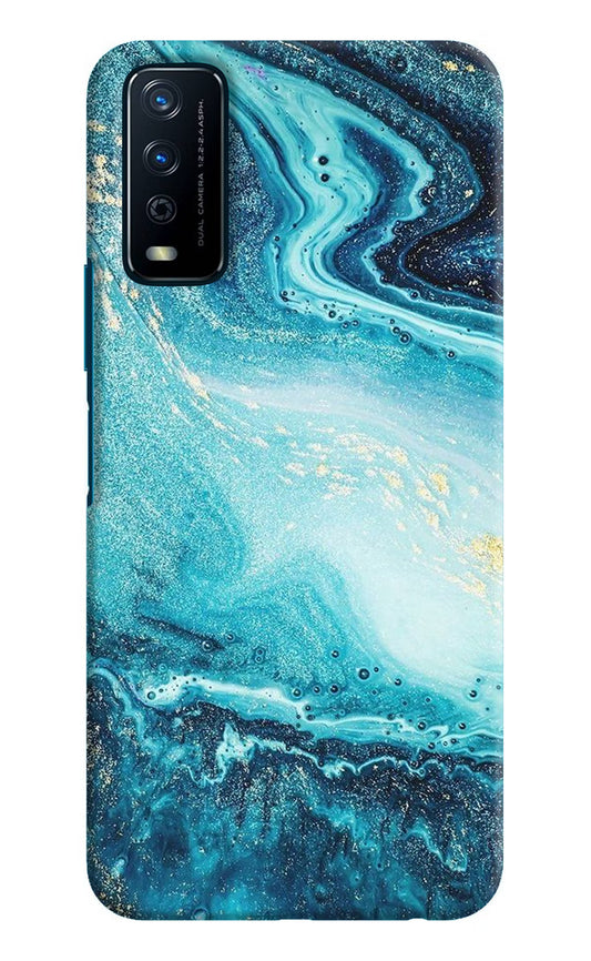 Blue Glitter Marble Vivo Y12s Hard Case Back Cover by Casekaro