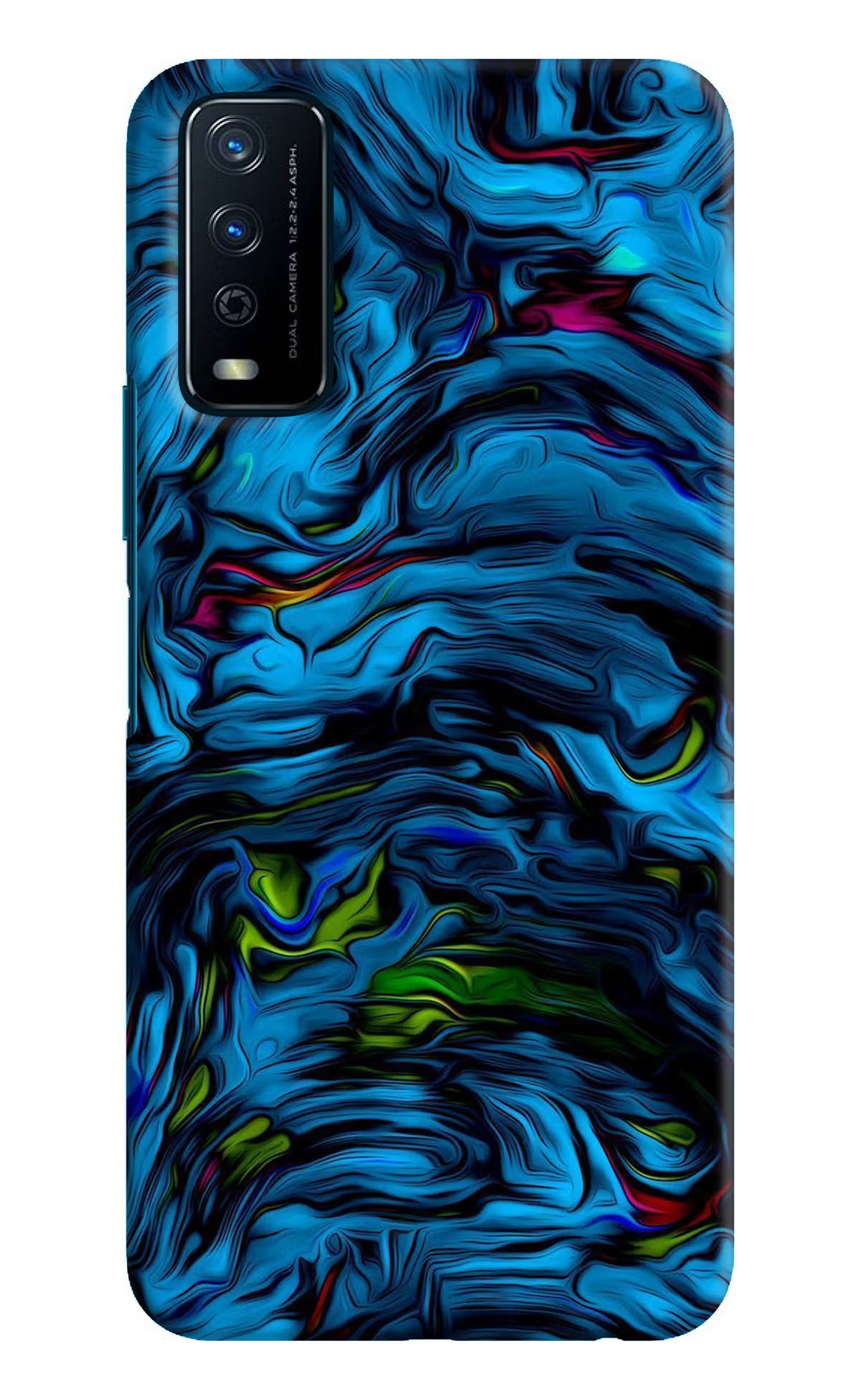 Dark Blue Abstract Vivo Y12s Hard Case Back Cover by Casekaro