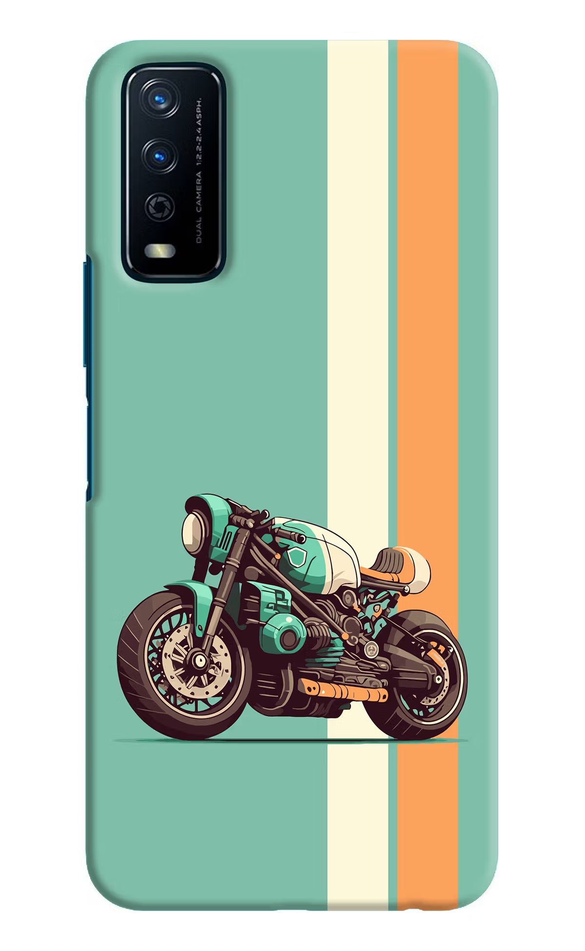 Striped Moto Drift Vivo Y12s Hard Case Back Cover by Casekaro