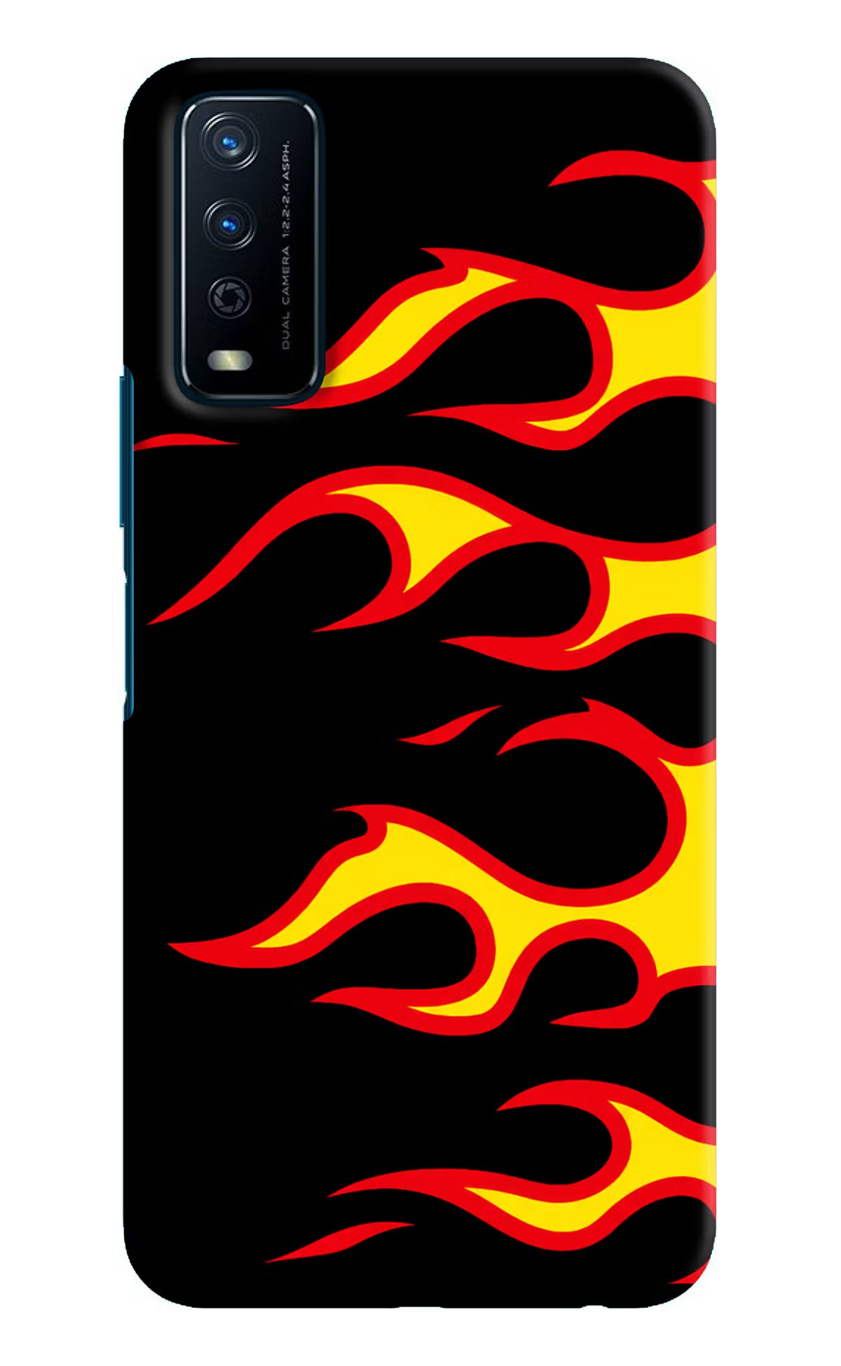 Side Sweep Flames Vivo Y12s Hard Case Back Cover by Casekaro