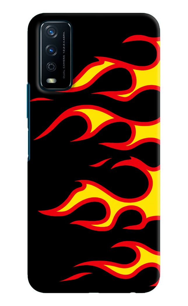 Side Sweep Flames Vivo Y12s Hard Case Back Cover by Casekaro