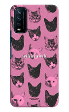 Pink Cats Vivo Y12s Hard Case Back Cover by Casekaro