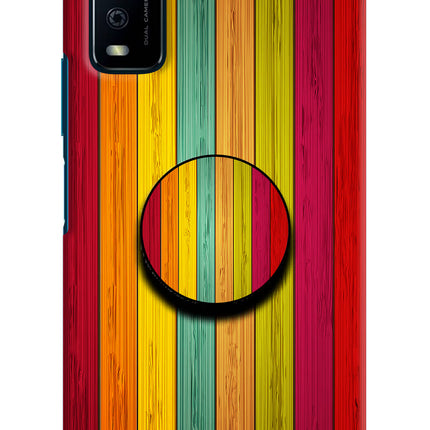 Multicolor Wooden Vivo Y12s Pop Case by Casekaro