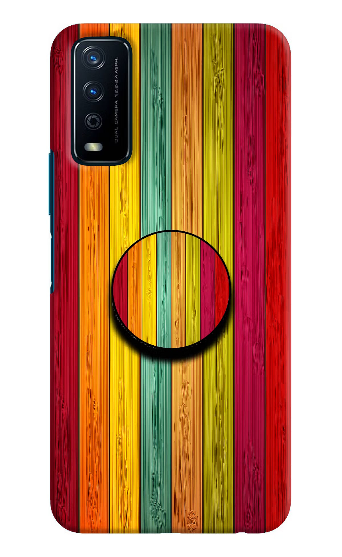 Multicolor Wooden Vivo Y12s Pop Case by Casekaro