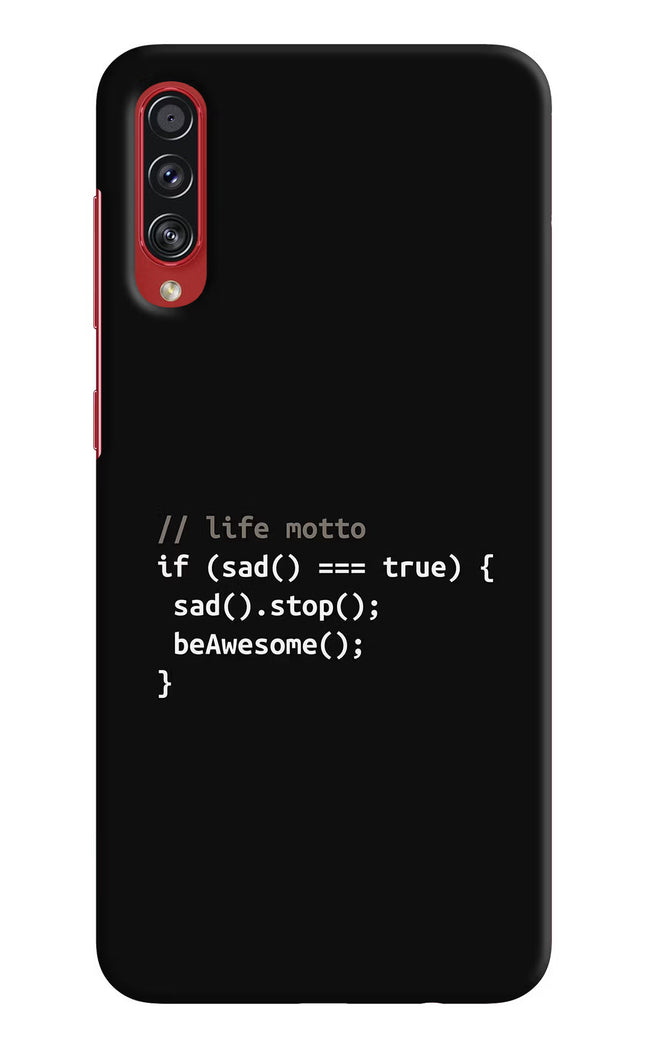 Life Motto Code Samsung A70s Hard Case Back Cover by Casekaro