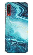 Blue Glitter Marble Samsung A70s Hard Case Back Cover by Casekaro