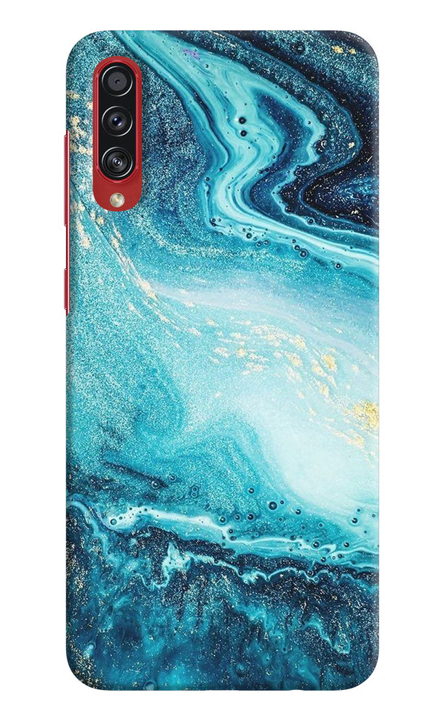 Blue Glitter Marble Samsung A70s Hard Case Back Cover by Casekaro