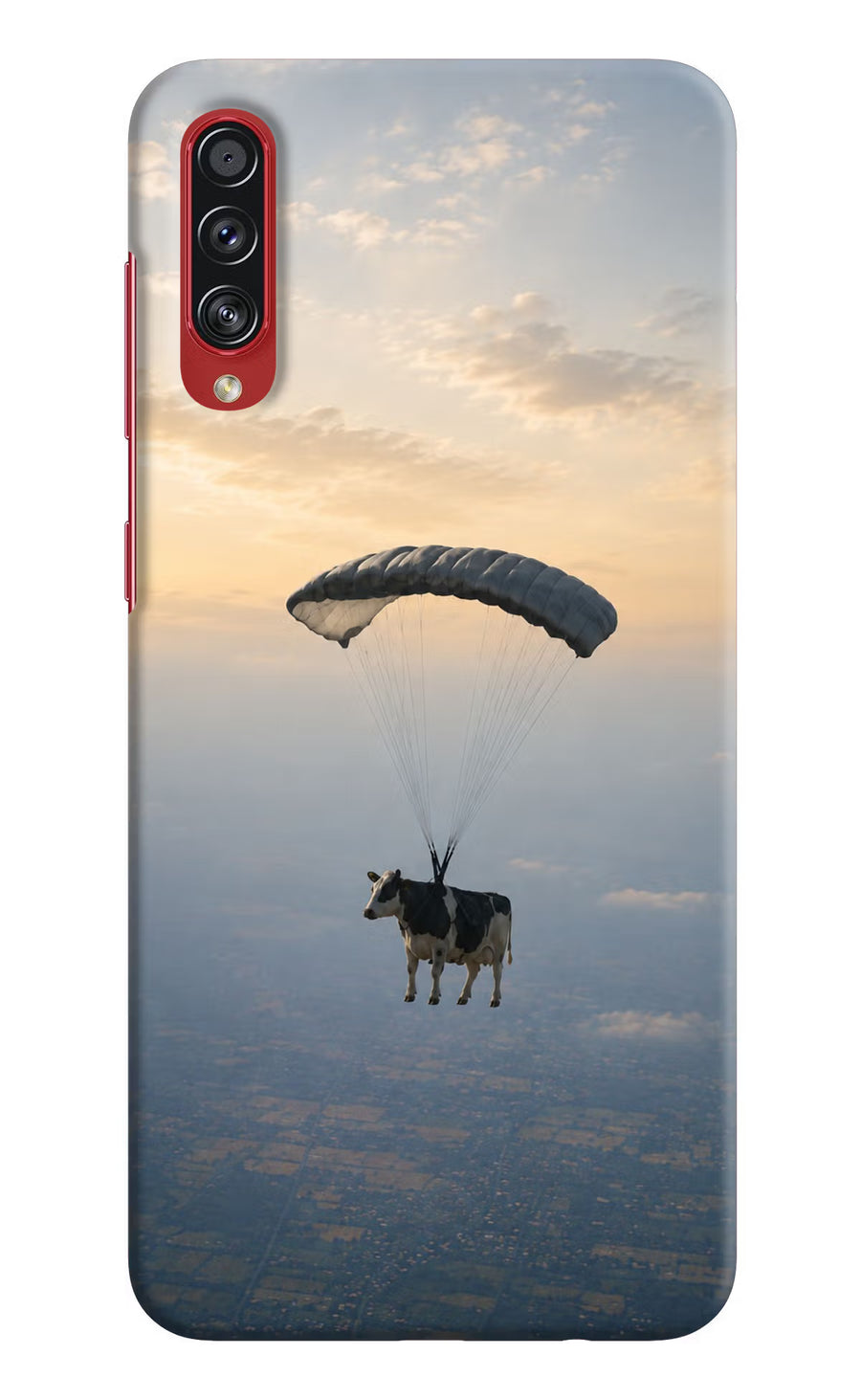 Skydiving Cow Samsung A70s Back Cover, Hard case