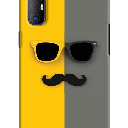 Sunglasses with Mustache Oppo Reno3 Pro Hard Case Back Cover by Casekaro