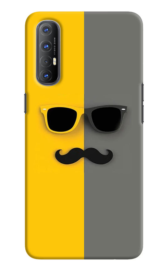 Sunglasses with Mustache Oppo Reno3 Pro Hard Case Back Cover by Casekaro