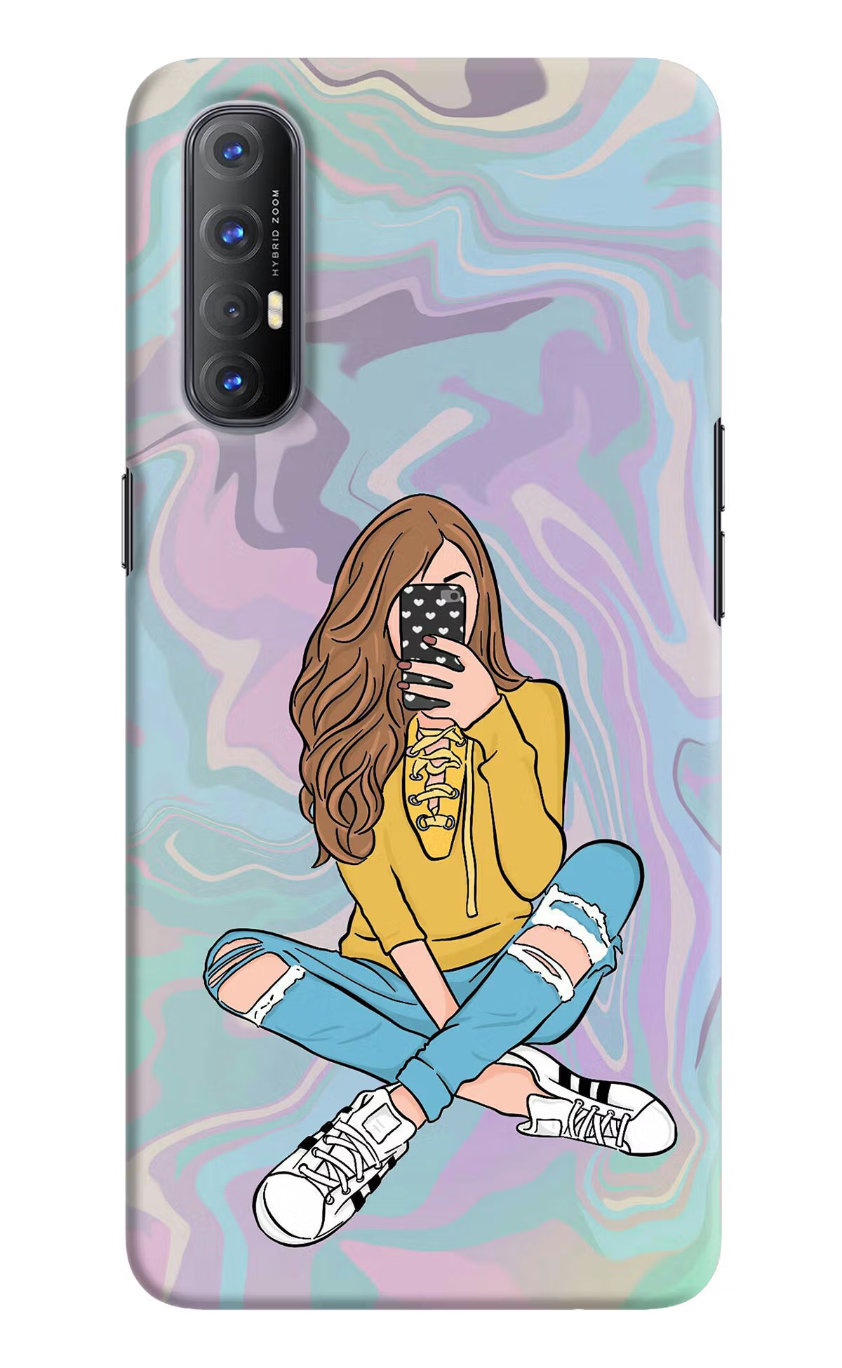 Selfie Girl Oppo Reno3 Pro Hard Case Back Cover by Casekaro