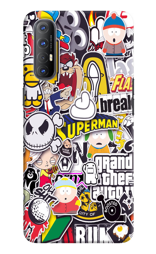 Sticker Bomb Oppo Reno3 Pro Hard Case Back Cover by Casekaro