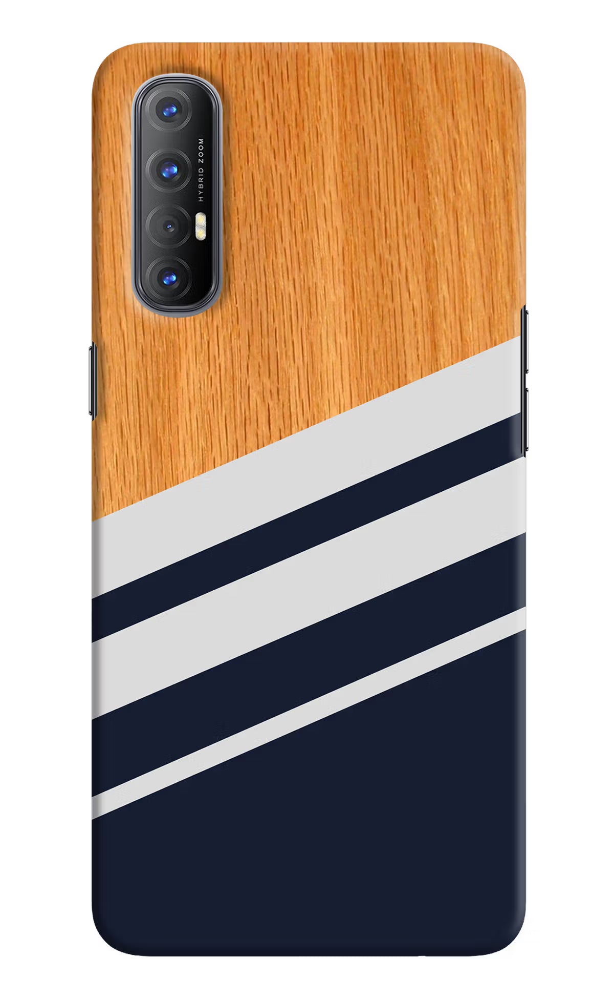 Blue and white wooden Oppo Reno3 Pro Hard Case Back Cover by Casekaro