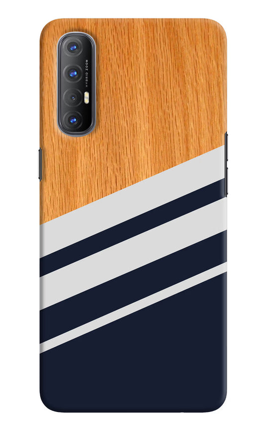 Blue and white wooden Oppo Reno3 Pro Hard Case Back Cover by Casekaro