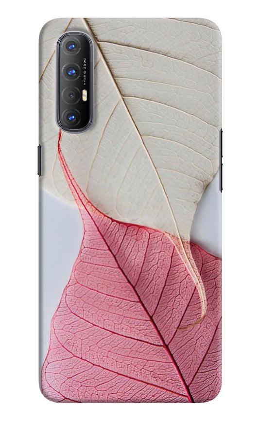White Pink Leaf Oppo Reno3 Pro Hard Case Back Cover by Casekaro