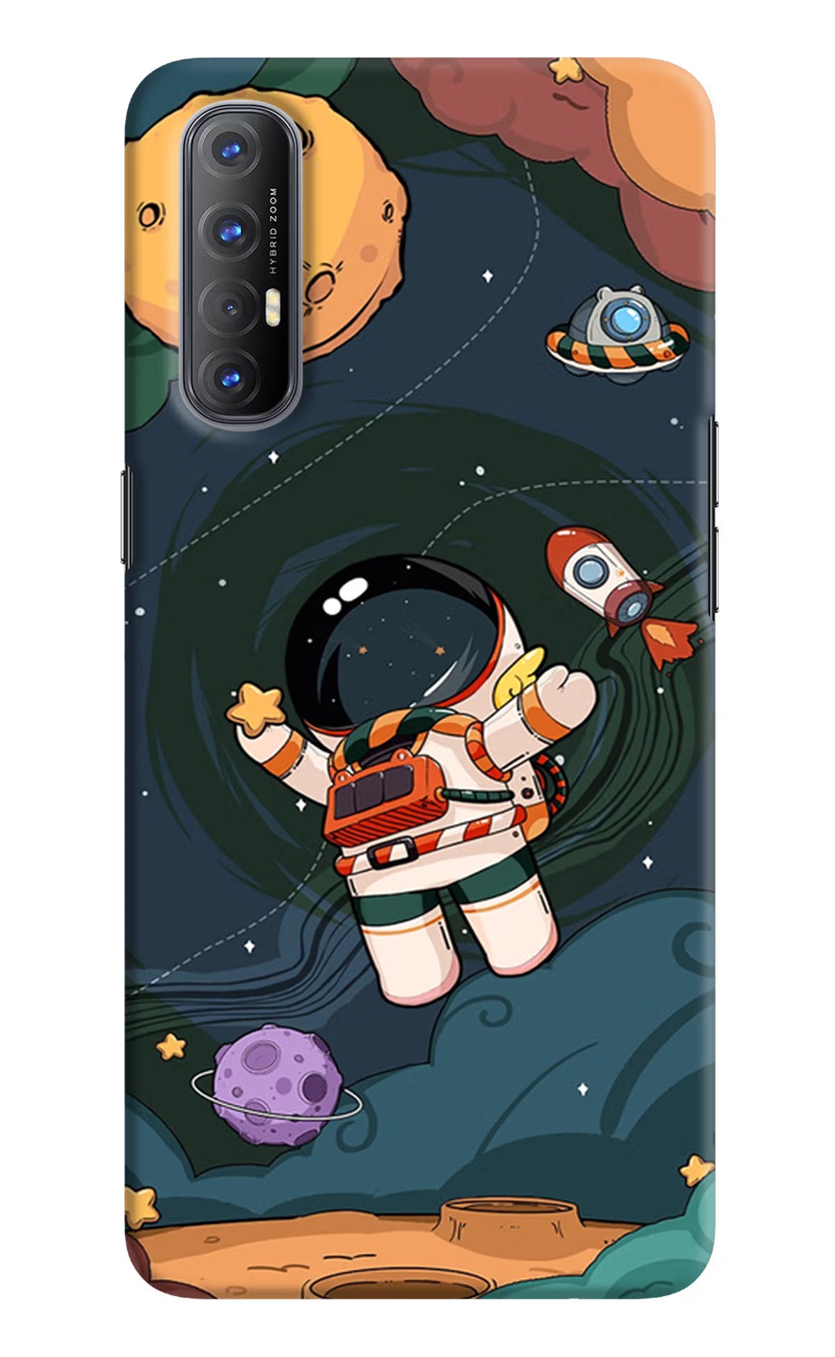 Cartoon Astronaut Oppo Reno3 Pro Hard Case Back Cover by Casekaro