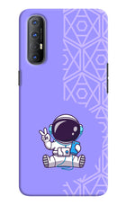 Cute Astronaut Chilling Oppo Reno3 Pro Hard Case Back Cover by Casekaro