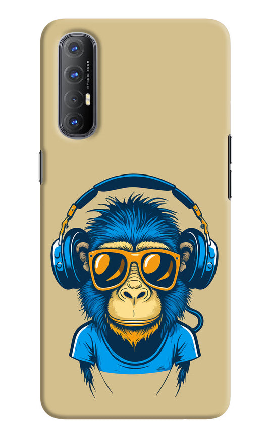 Monkey Headphone Oppo Reno3 Pro Hard Case Back Cover by Casekaro