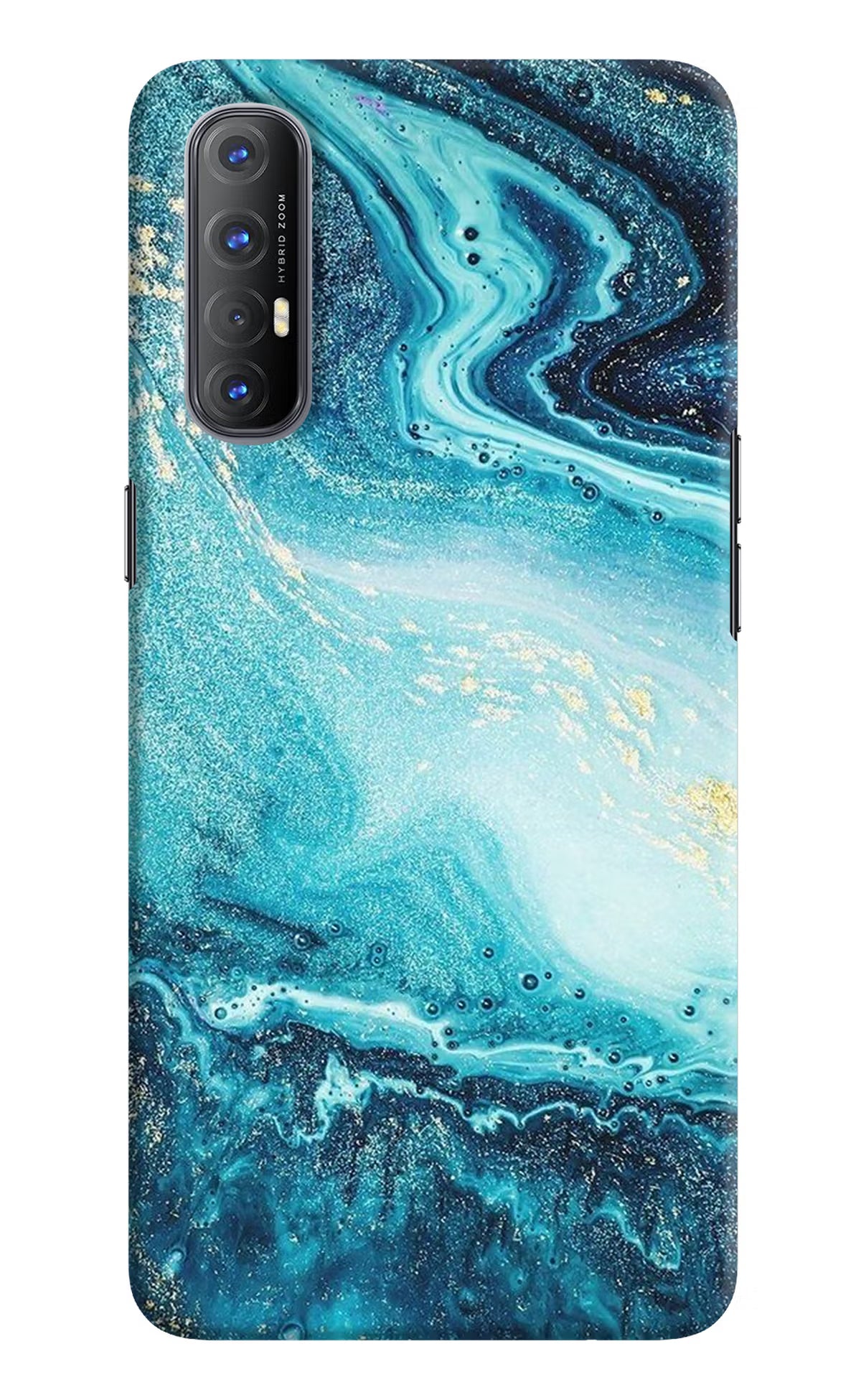 Blue Glitter Marble Oppo Reno3 Pro Hard Case Back Cover by Casekaro