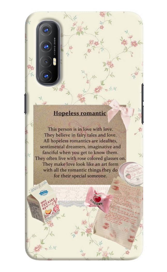 Hopeless Romantic Oppo Reno3 Pro Hard Case Back Cover by Casekaro