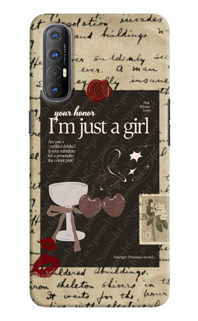 I am just a girl Oppo Reno3 Pro Hard Case Back Cover by Casekaro
