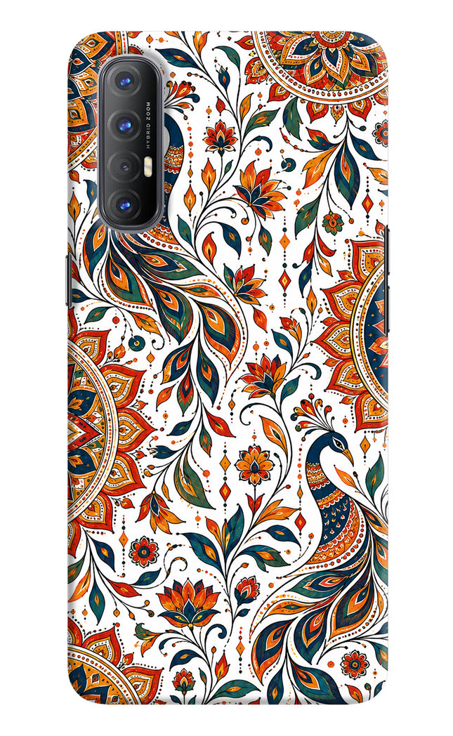 White Mayura Oppo Reno3 Pro Hard Case Back Cover by Casekaro