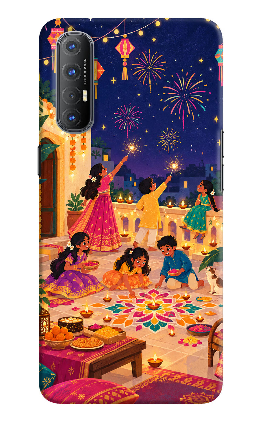 Diwali Night Oppo Reno3 Pro Back Cover, Hard case