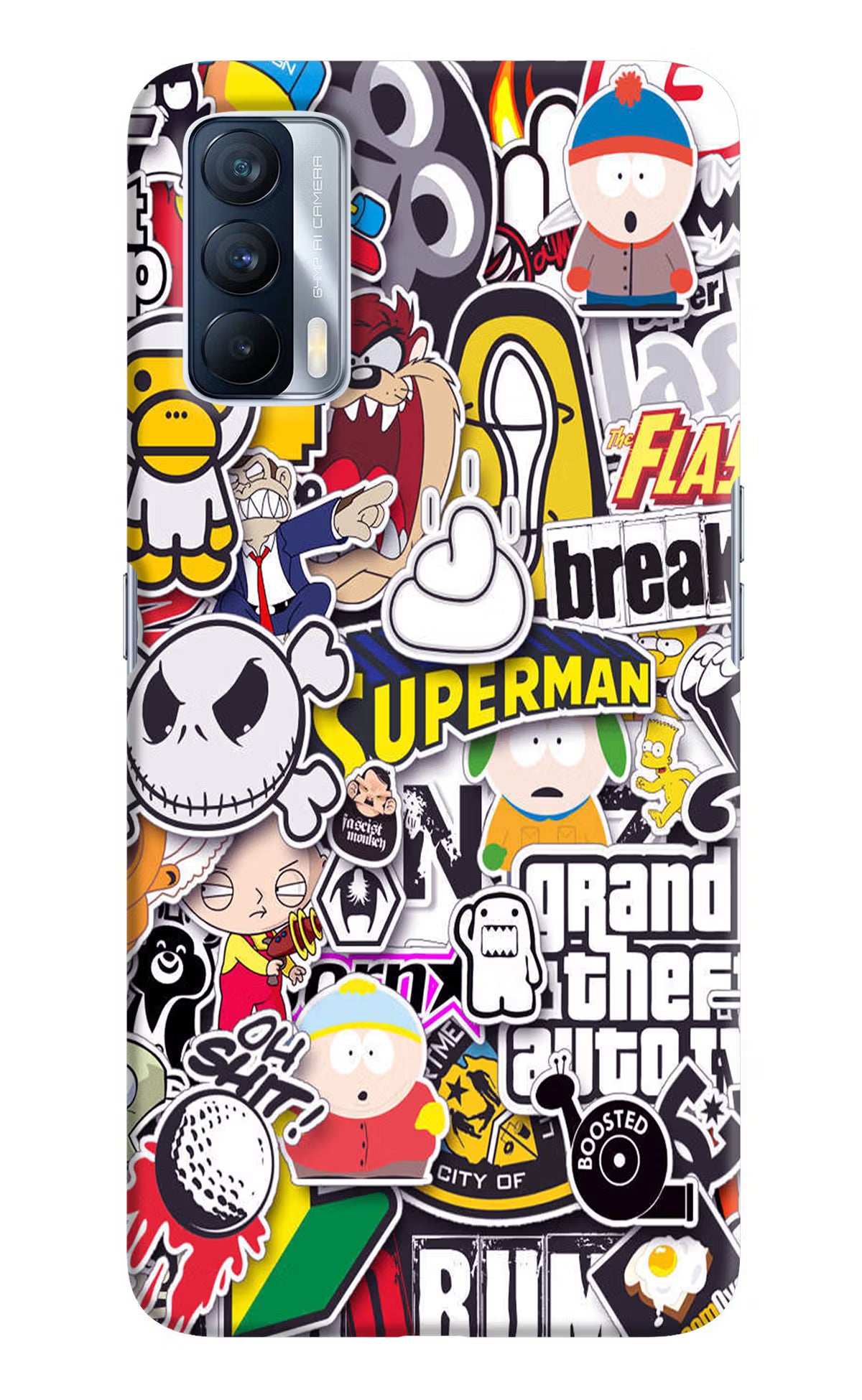 Sticker Bomb Realme X7 Hard Case Back Cover by Casekaro