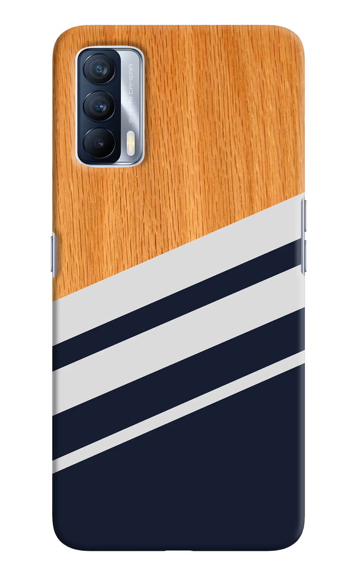 Blue and white wooden Realme X7 Hard Case Back Cover by Casekaro
