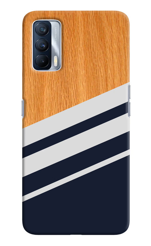 Blue and white wooden Realme X7 Hard Case Back Cover by Casekaro