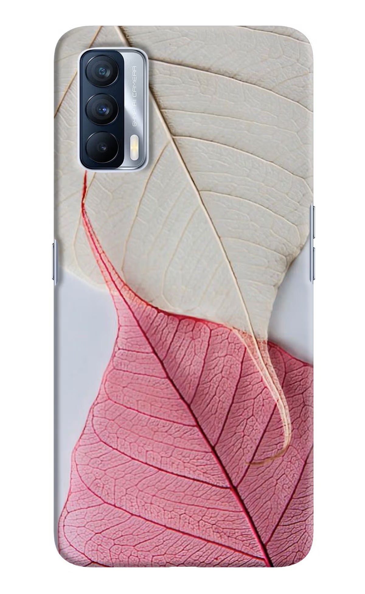 White Pink Leaf Realme X7 Hard Case Back Cover by Casekaro