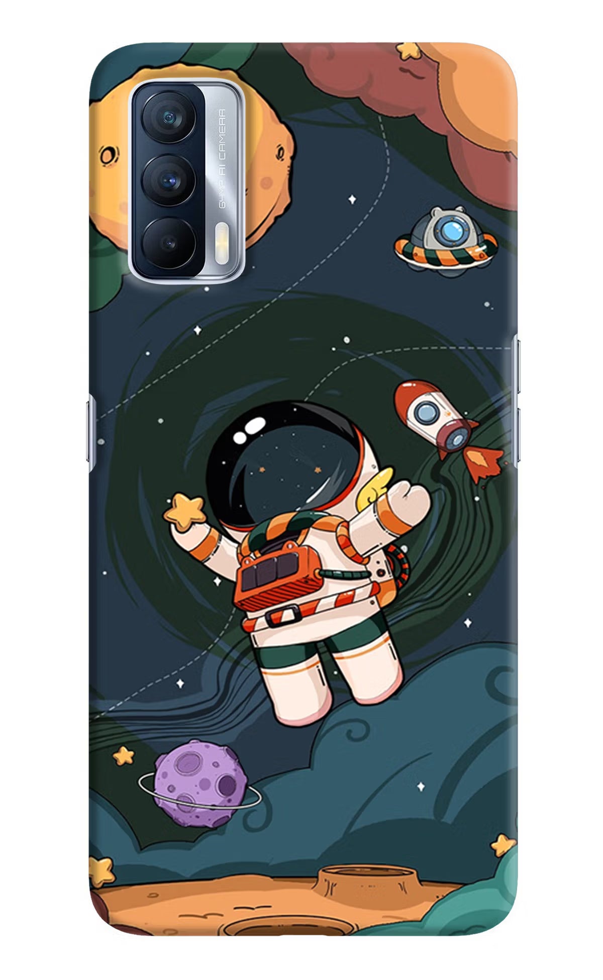 Cartoon Astronaut Realme X7 Hard Case Back Cover by Casekaro