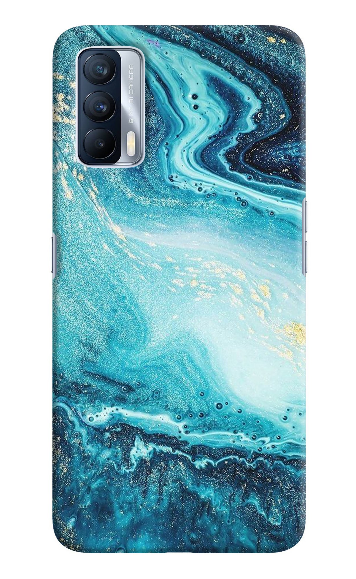 Blue Glitter Marble Realme X7 Back Cover