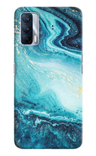 Blue Glitter Marble Realme X7 Hard Case Back Cover by Casekaro